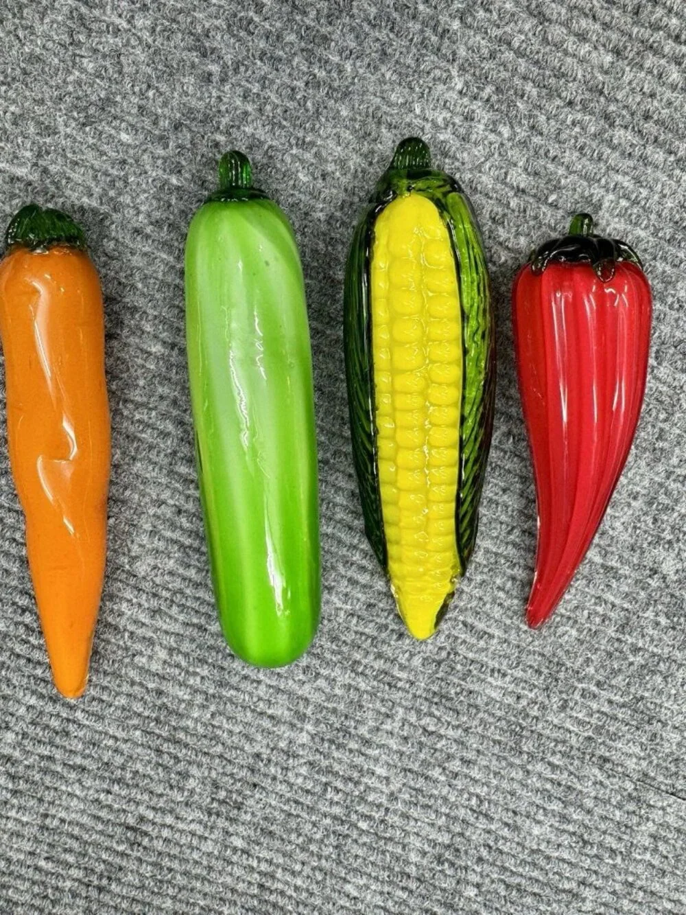 Vintage Murano Style Hand Blown Glass Fruits & Vegetables Cottagecore Lot Of 9